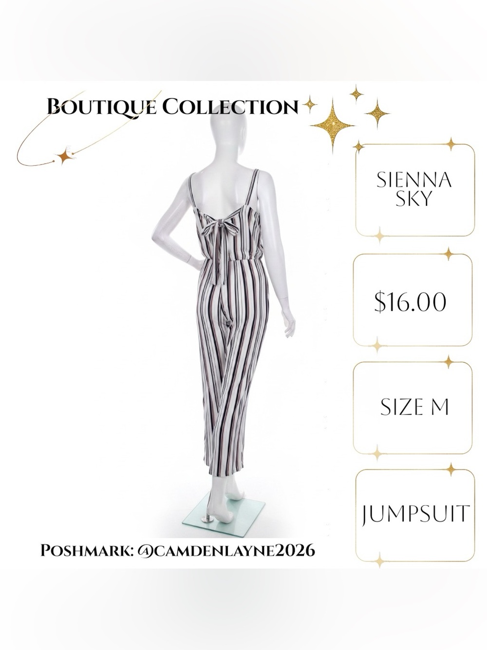 Sienna Sky Black & White Striped Sleeveless Jumpsuit - Picture 7 of 10